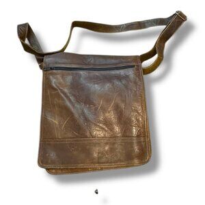 Unisex Vintage Brown Leather Messenger Bag